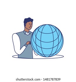 business man elegant with sphere browser