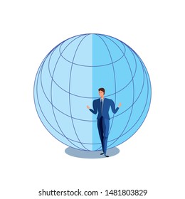 business man elegant with sphere browser