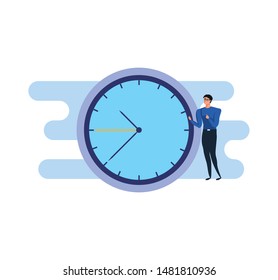 business man elegant with time clock