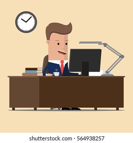 Men Sitting Desk Stock Vectors Images Vector Art Shutterstock