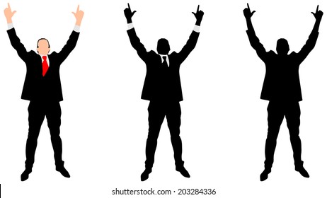business man expressing winning winner energy success, vector 