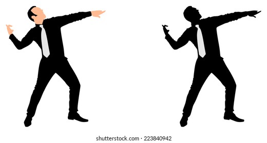 Business man expressing winning winner energy success, vector 