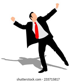 business man expressing winning winner energy success, vector 