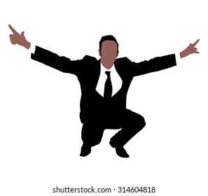 business man expressing winning winner energy success, vector