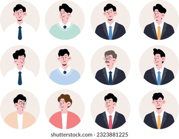 Business man, man face icon illustration vector collection