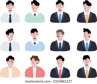 Business man, man face icon illustration vector collection