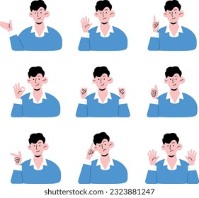 Business man, man face icon illustration vector collection