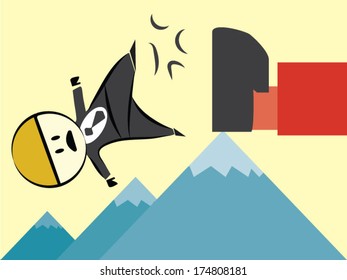 Business man fail mountain