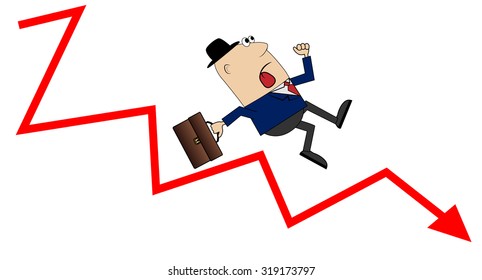 business man falling down the career ladder,vector illustration