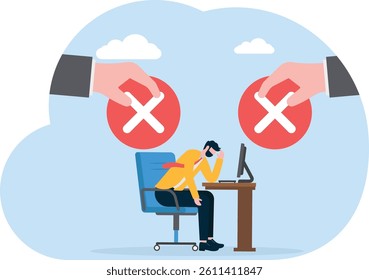 Business man feels sad when he failed the review

