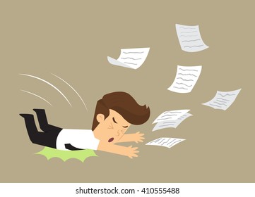 business man fell, document work distribution. vector