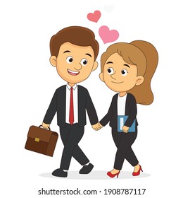 business man and female holding hand, Happy Valentine's Day