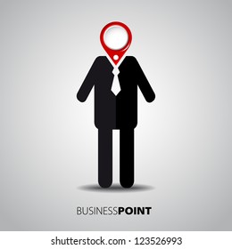 Business man figure with tie and pointer head - Business point