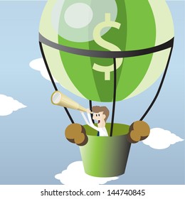 Business man find target on dollar balloon, EPS10 vector format