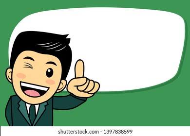 Business man finger point to text box