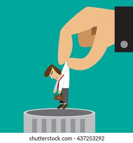 Business man is fired from job, vector cartoon