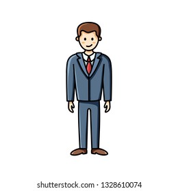 Business man flat icon. Clip art piece. Infographic element. Vector character