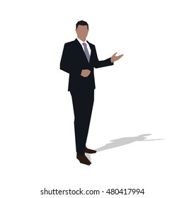 Business man flat vector illustration. Teacher, manager, boss, lawyer