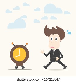 Business man follow the clock