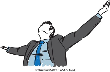 business man freedom gesture vector illustration