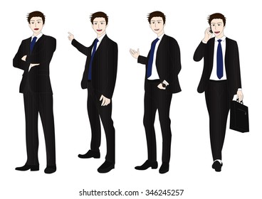 Business Man Full Body Color Illustration