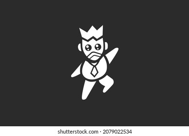 Business man funny action logo design