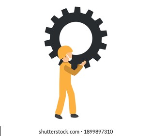 business man, gear editable vector
