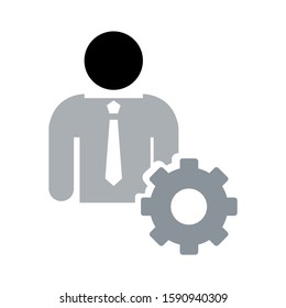 Business Man With Gear Icon. Man And Cog Icon