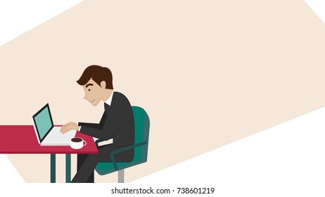 Business man get idea vector. free space for text.