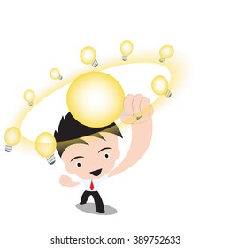 Business man get and show idea on white background, illustration vector in flat design