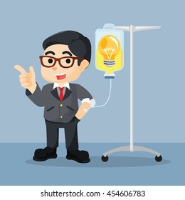 business man getting the bulb idea infusion