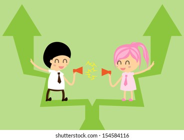 Business Man and Girl with graph