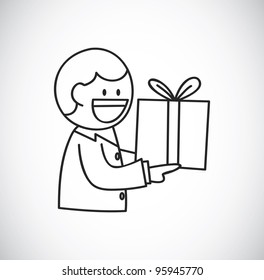 business man giving present