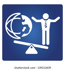 business man and global world on balance