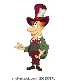 A business man, gnome with money cartoon 