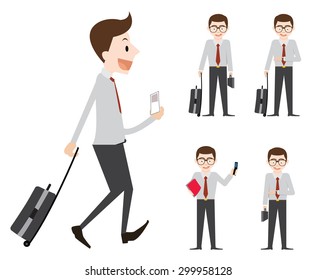 Business man go to trip for meeting and present work