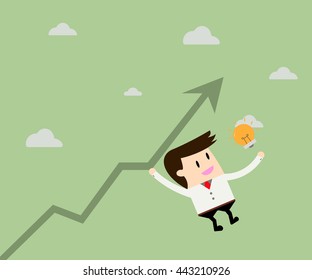 Business man with graph and idea