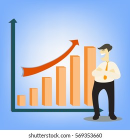 Business man and graph presention