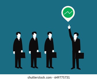 Business man with Green up graph . Business concept Isometric 3d design vector illustration