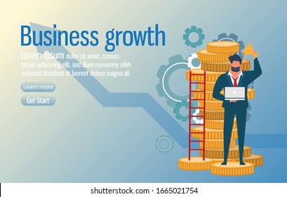 Business man and growth with strategy concept,Leader in carry mode idea with cartoon flat,Business 
character design for website,Vector illustration office man and arrow to success and copy space.