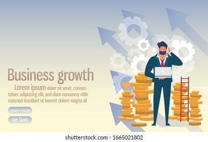 Business man and growth with strategy concept,Leader in carry mode idea with cartoon flat,Business 
character design for website,Vector illustration office man and arrow to success and copy space.
