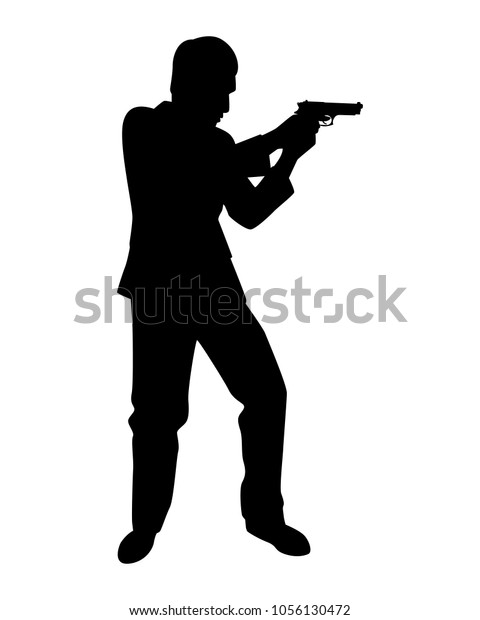 Business Man Gun Silhouette Vector Spy Stock Vector (Royalty Free ...