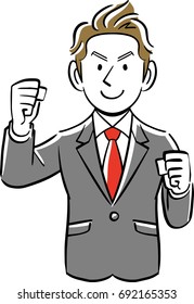 Business man guts pose
