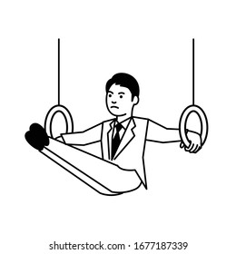 Business man gymnastics on white background. Vector illustration.