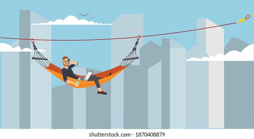 Business Man In Hammock Phone Call