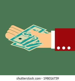 business man hand giving money,illustration,vector
