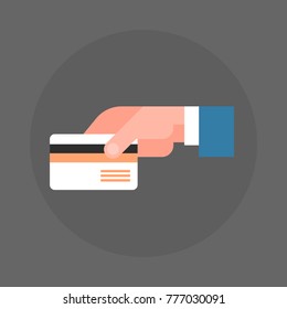 Business Man Hand Holding Credit Card Icon Flat Vector Illustration
