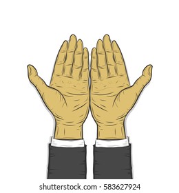 business man hand holding isolated on white background.