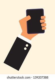 business man hand holding smart phone