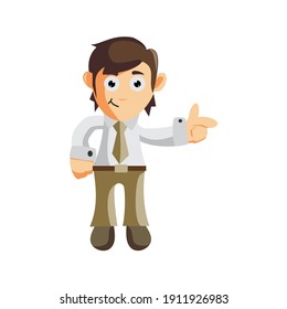 Business man Hand pointing cartoon character Illustration design creation Isolated